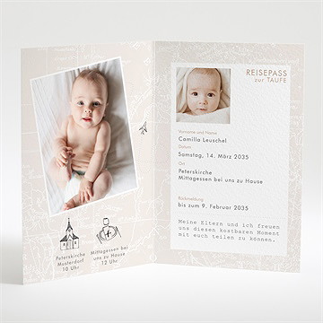 Einladung Taufe Rosa Reisepass - Vue 2