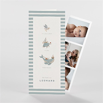 Einladung Taufe Meer Und Streifen - vue 2