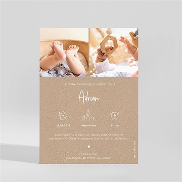 Einladung Taufe Kraftpapierimitation - vue 2