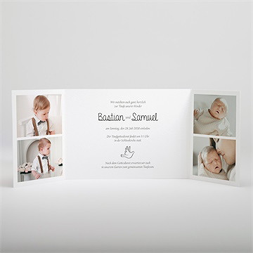 Einladung Taufe Kleine Brüder Doppelklapp - Vue 2
