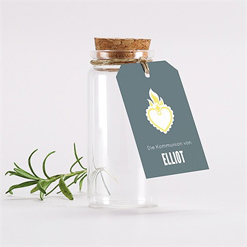 Glasfläschchen Mit Korken Kommunion Heiliges Herz Anhänger - vue 2