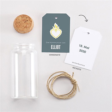 Glasfläschchen Mit Korken Kommunion Heiliges Herz Anhänger - vue 3