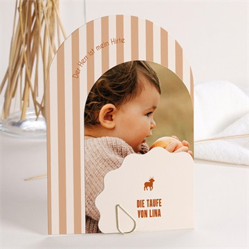 Einladung Taufe streifen in terrakotta