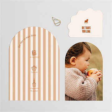 Einladung Taufe Streifen In Terrakotta - vue 3