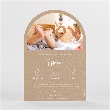 Einladung Taufe Kraftpapierimitation Halbrund - vue 2