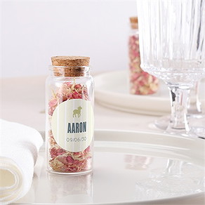 Glasfläschchen mit Korken Kommunion lamm sticker