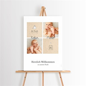 Willkommensschild Taufe zwillingsillustrationen
