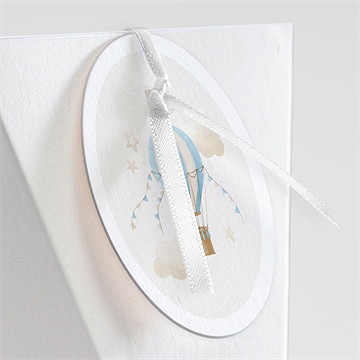 Geschenkbox Taufe Heißluftballon Blau -Schachtel - vue 2