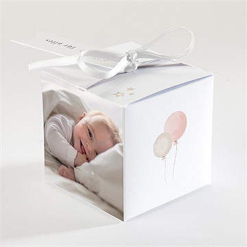 Geschenkbox Taufe Heißluftballon Rosa - Fotostr - vue 2