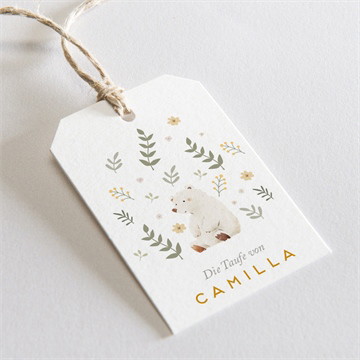 Geschenkanhänger Taufe Weißer bär