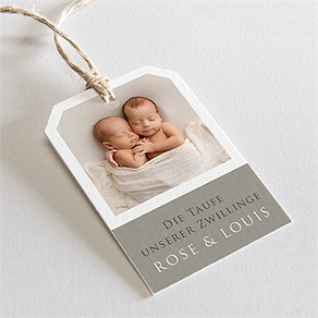 Geschenkanhänger Taufe zwillinge