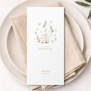 Menükarte Taufe Weißer bär