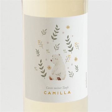 Flaschenetikett Taufe Weißer bär