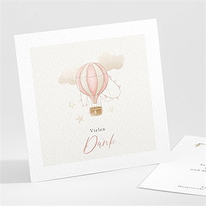 Dankeskarte Taufe heißluftballon rosa - fotostr