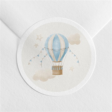 Aufkleber Taufe Heißluftballon Blau - vue 2