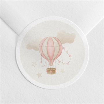Aufkleber Taufe Heißluftballon rosa - fotostr