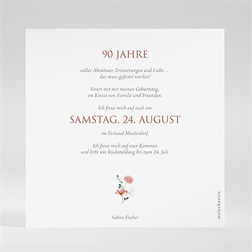 Geburtstagseinladung Pastellblumen 90 Jahre - Vue 2