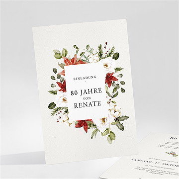 Geburtstagseinladung Weihnachtssterne Und Rosen 80 