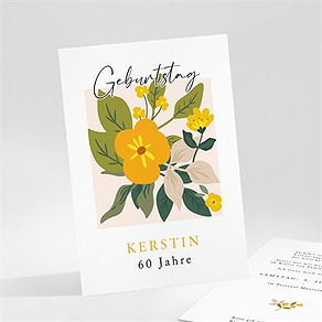 Geburtstagseinladung blumenarrangement 60 jahre