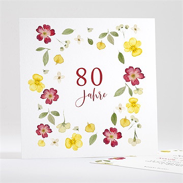 Geburtstagseinladung Bunter Blumenkranz 80 Jahre