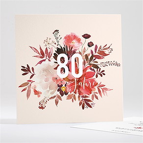 Geburtstagseinladung roter blumenstrauß 80 jahre