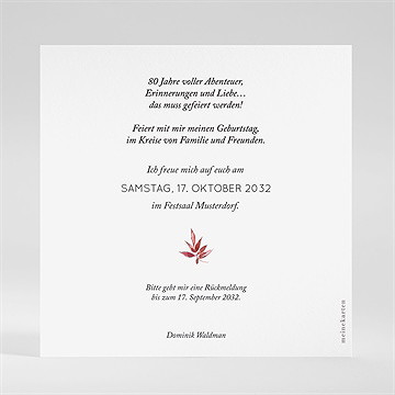Geburtstagseinladung Roter Blumenstrauß 80 Jahre - Vue 2