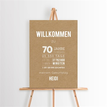 Willkommensschild Geburtstag Countdown 70 jahre