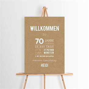 Willkommensschild Geburtstag countdown 70 jahre
