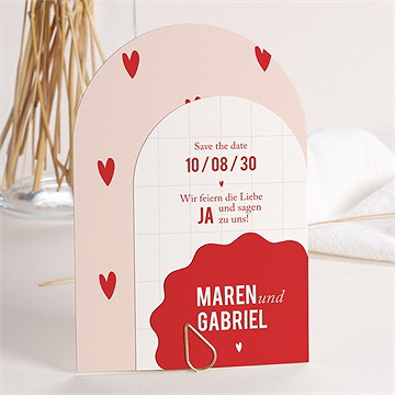 Hochzeitseinladung Rote Herzen