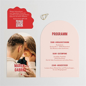Hochzeitseinladung Rote Herzen - vue 4
