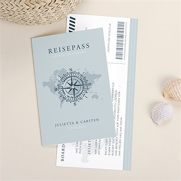 Hochzeitseinladung Hellblauer Reisepass