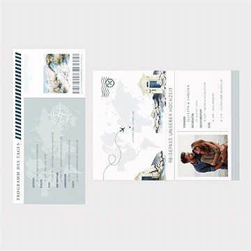 Hochzeitseinladung Hellblauer Reisepass - Détail du faire-part
