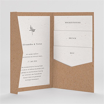 Hochzeitseinladung Schlichte Kraftpapieroptik - Vue 2