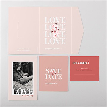 Hochzeitseinladung Love Love Love - vue 4