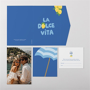 Hochzeitseinladung Dolce Vita Blau - vue 4