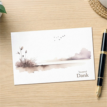 Trauerdanksagung Zarte Aquarelllandschaft
