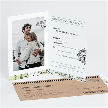 Hochzeitseinladung Weltkarte - Intérieur du faire-part