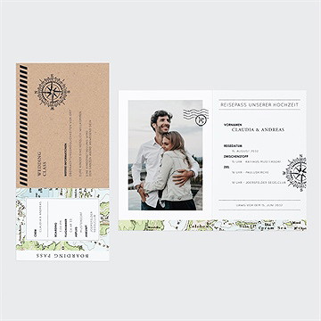 Hochzeitseinladung Weltkarte - Détail du faire-part