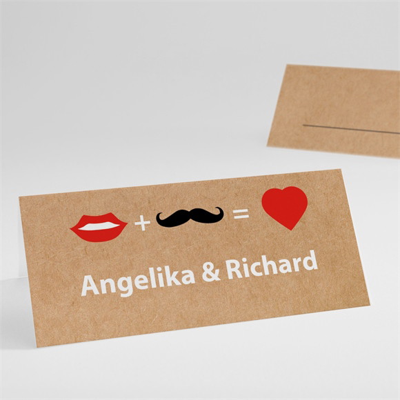 Tischkarte Hochzeit Herz und Schnurrbart ref.N440158