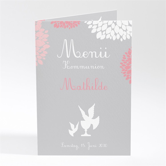 Menükarte Kommunion Taube mit Blumen ref.N401236