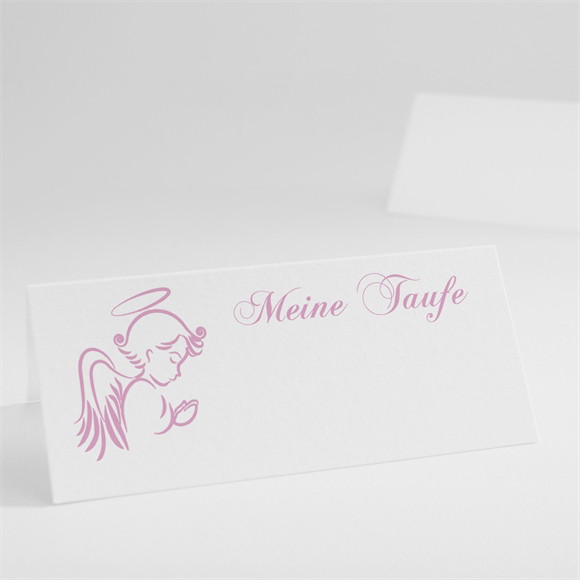 Tischkarte Taufe Rosa Engel ref.N440204