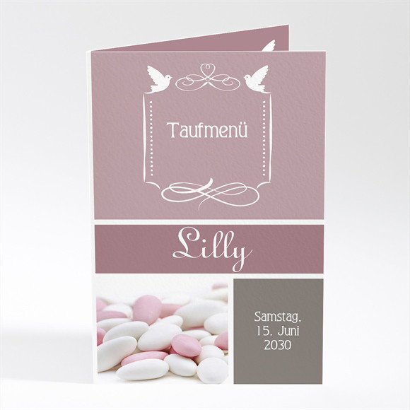 Menükarte Taufe Rosa Patchwork ref.N401286