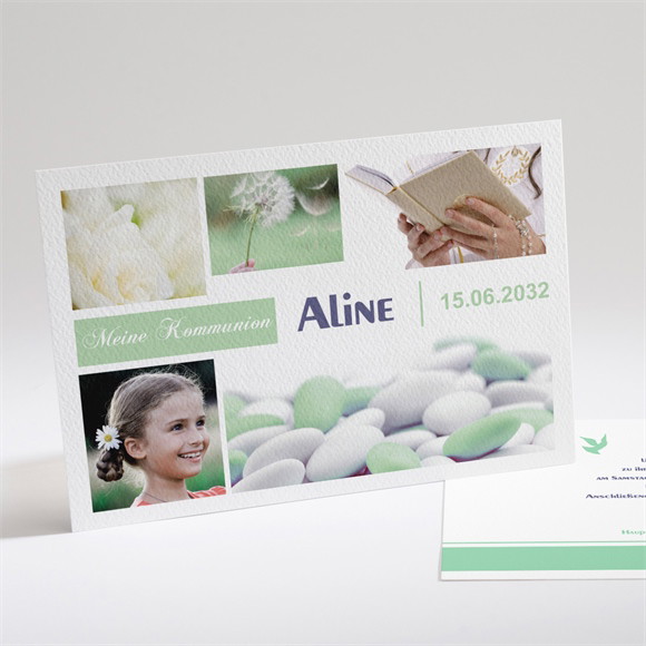 Einladung Kommunion Grüner Kommunionsgruß ref.N14129