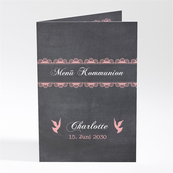 Menükarte Kommunion Rosa Taube ref.N401322
