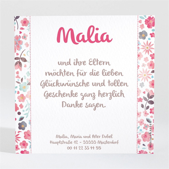 Dankeskarte Geburt Blumig frisch ref.N300233