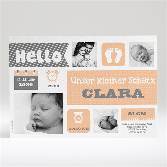 Geburtskarte Hallo Trendy