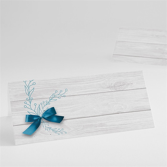 Tischkarte Taufe blaue schleife