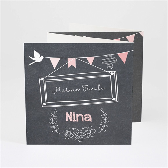 Einladung Taufe Kreidetafel Girly ref.N83003