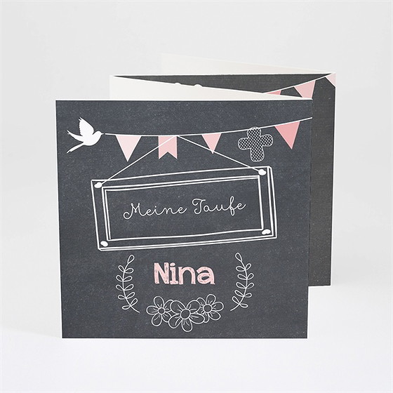 Einladung Taufe Kreidetafel Girly