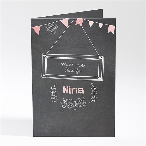 Menükarte Taufe kreidetafel girly